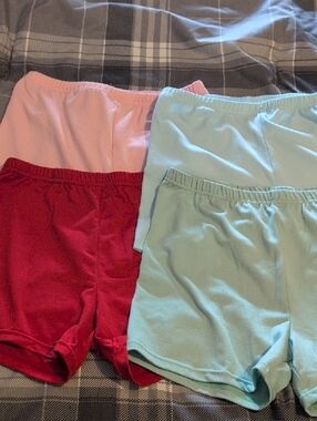 4 SHEIN Athletic Shorts Set in Pink, Red, Seafoam Green and Light Blue